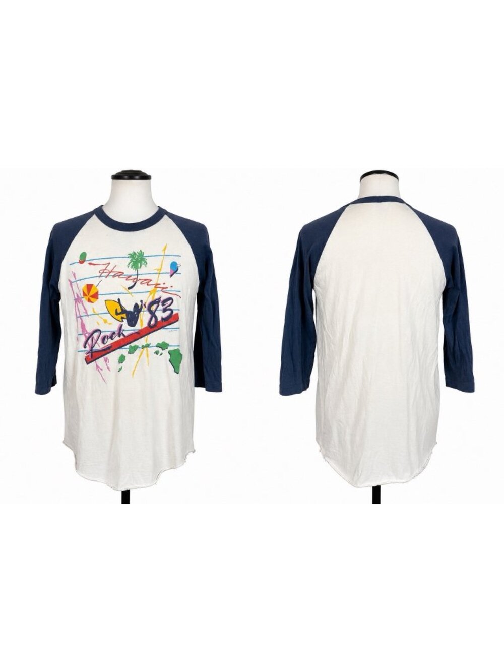 Vintage 1983 Hawaii Rock Raglan 3/4 Sleeve T-Shirt USA Single Stitch Large